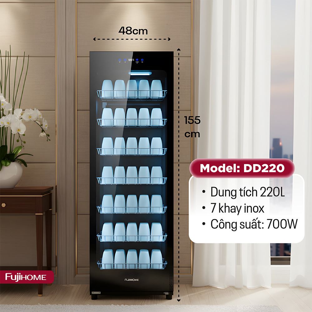 Tủ sấy chén bát tiệt trùng Fujihome 220 lít DD220